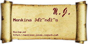 Menkina Jónás névjegykártya